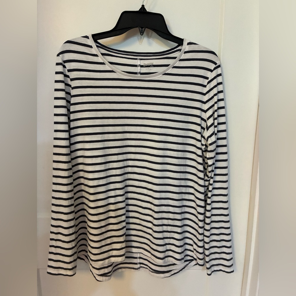 Duluth Women’s Lightweight Longtail T Scoopneck - Navy/white